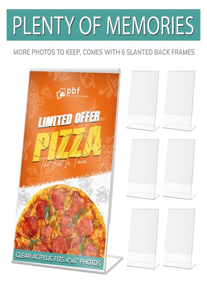 pbf PHOTO BOOTH FRAMES pbf 4x6 Acrylic Sign Holder | 4 x 6 Vertical Stand Up Slanted Sign Holder | Acrylic Stands for Display | Clear Picture Frame, Menu Table Top Stand, Plastic Flyer Holder (6-Pack) - Image 4